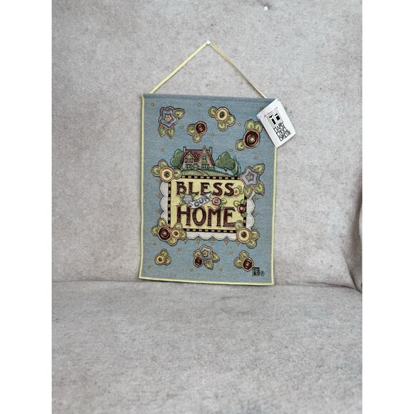 Mary Engelbreit Bless Our Home Bright Floral Tapestry Bannerette Wall Hanging - Picture 1 of 6